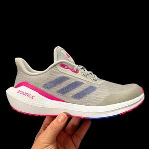 Adidas EQ21 Youth Girls Running Shoes Size 5/ Women's Size 7 Gray Pink Blue